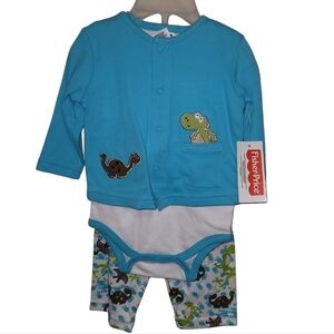 Fisher-Price 3 Piece Set Infant Boys Sz 3-6 Months Pants Jacket & Bodysuit NWT